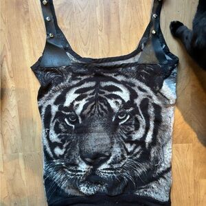 Black Tiger Print Women's Top